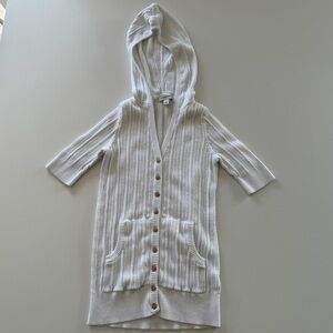 Banana Republic-Short Sleeve-Hooded-Cardigan-Cotton-Y2K-Costal Prep-Women’s S